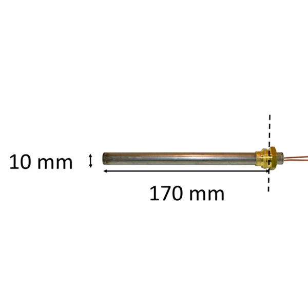 Zündkerze / Glühzünder mit Gewinde für Pelletofen: 10 mm x 170 mm x 280 Watt 3/8" Gewinde