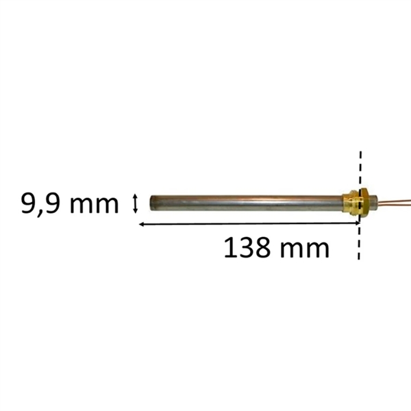 Zündkerze / Glühzünder mit Gewinde für Pelletofen: 9,9 mm x 138 mm 300 Watt 1/4" Gewinde
